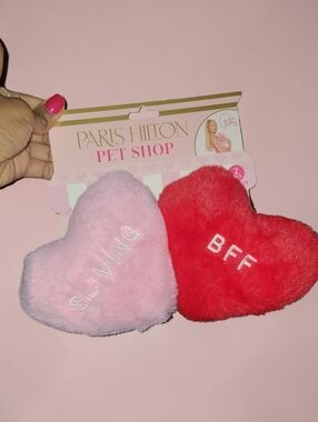 Paris Hilton Plush Heart Toy Duo - Pink & Red